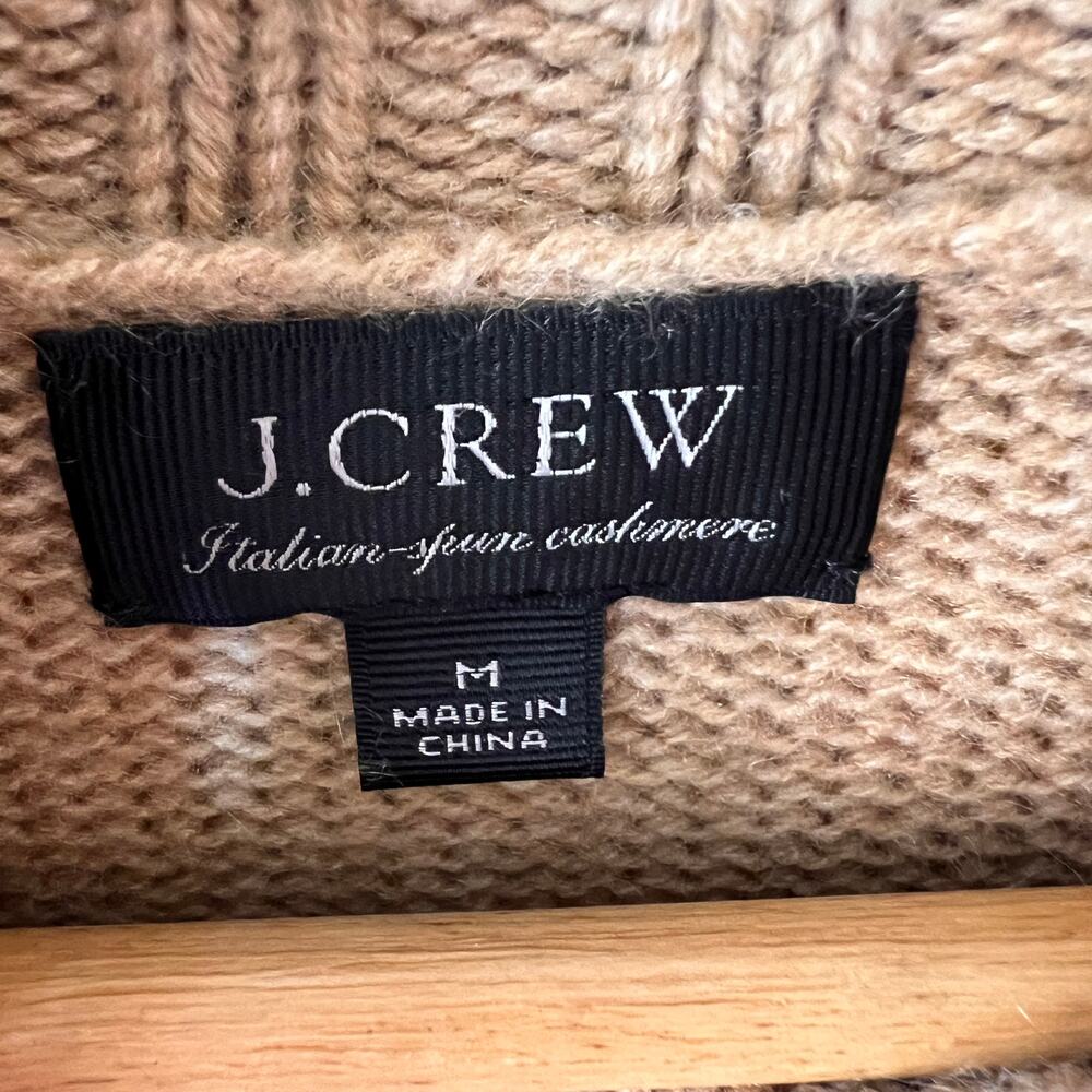 J Crew Sweater Womens Size Medium Camel Italian-Spun 100% Cashmere Turtleneck - Picture 2 of 16